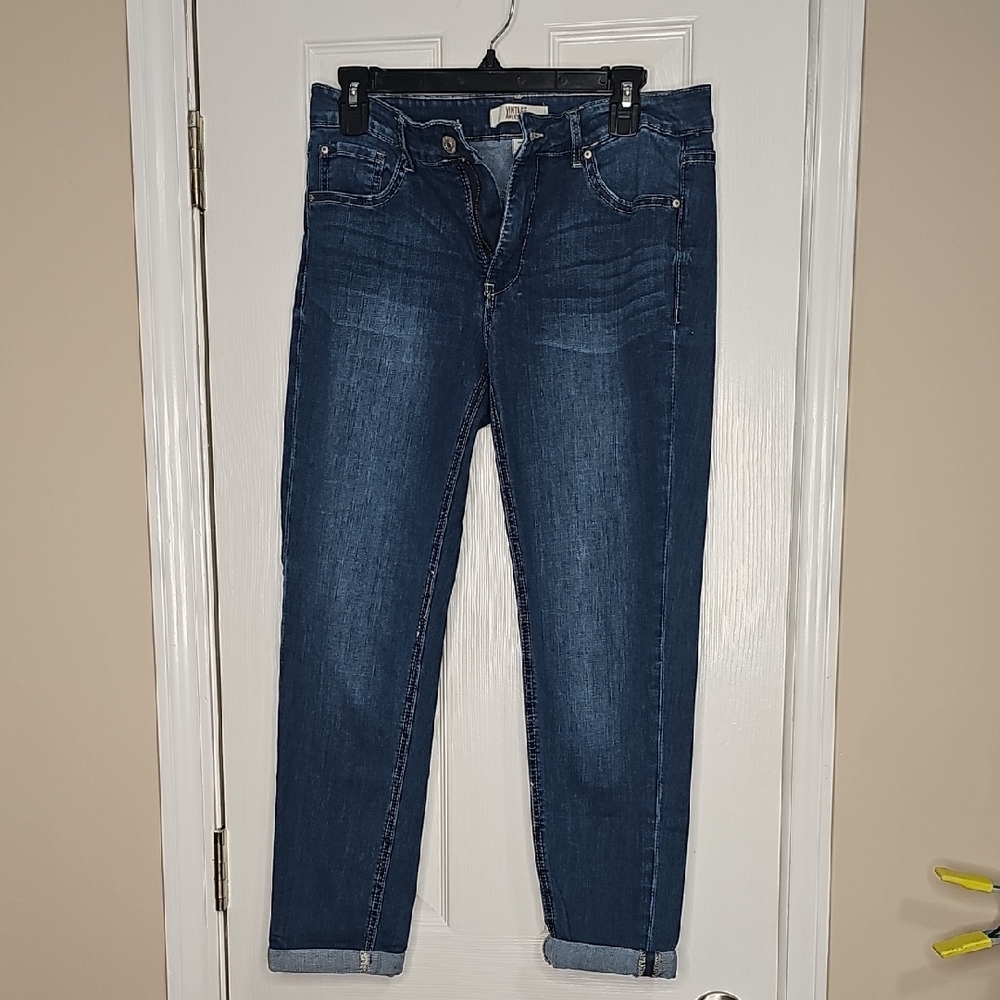 Vintage America Deep Indigo Cropped Jeans